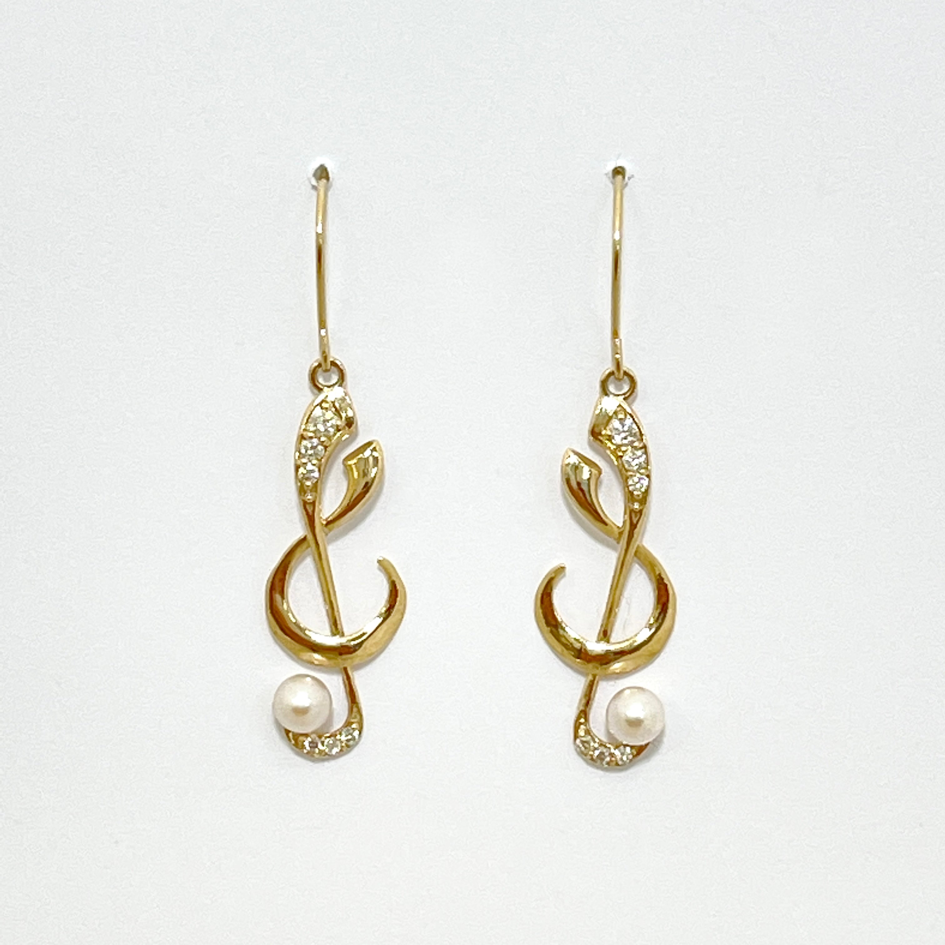 <transcy>K10 Pearl Diamond Earrings (YG) P107</transcy>